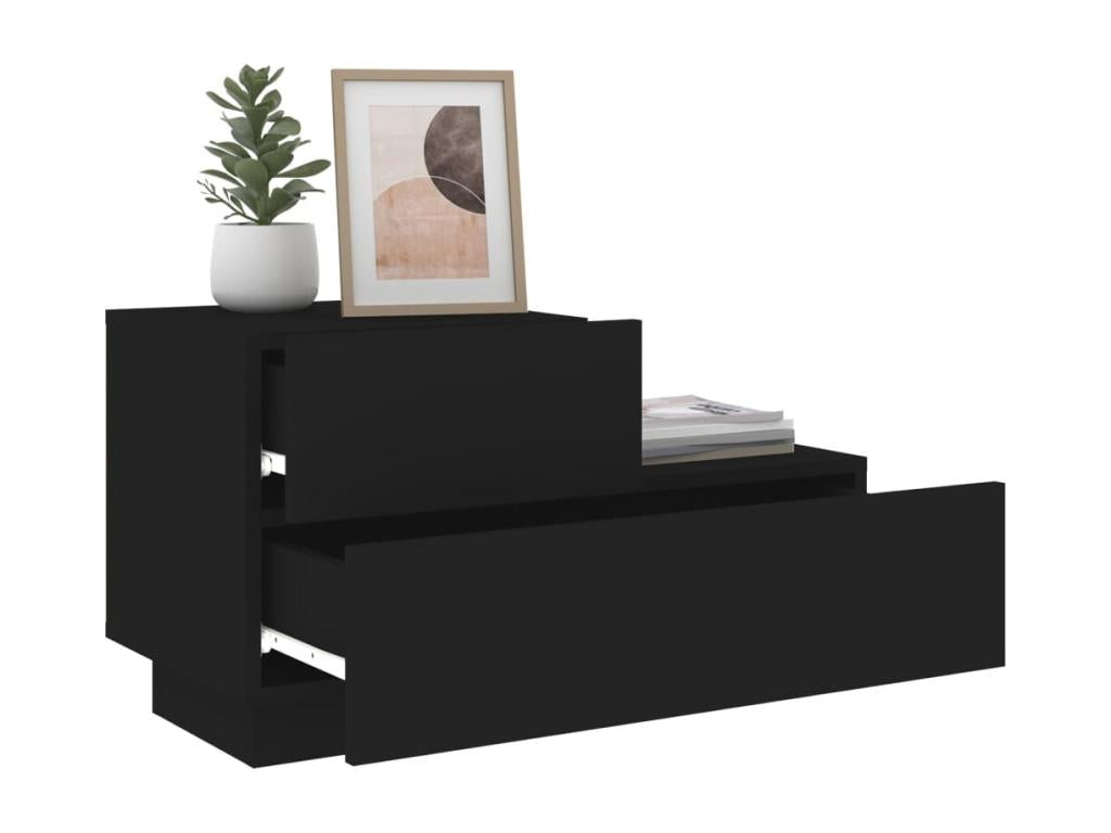 Bedside table with Sunmeubères LED lights, black, 70x36x40.5 cm, 75707PZBM