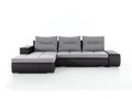 Sunmeub 275cm Left-Hand Corner Convertible Sofa in Light Grey Heathered Fabric and White Faux Leather 47655TMDH