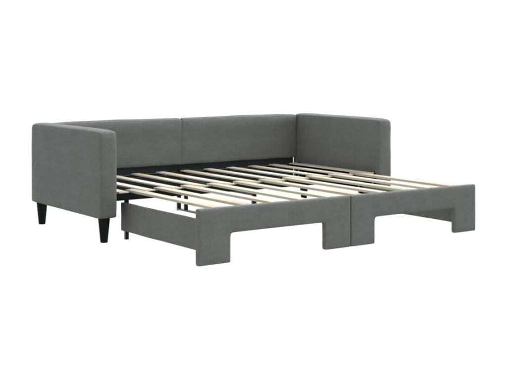 Daybed with pull-out bed, mattress not included, dark grey, 90x190 cm, 65741ISUS