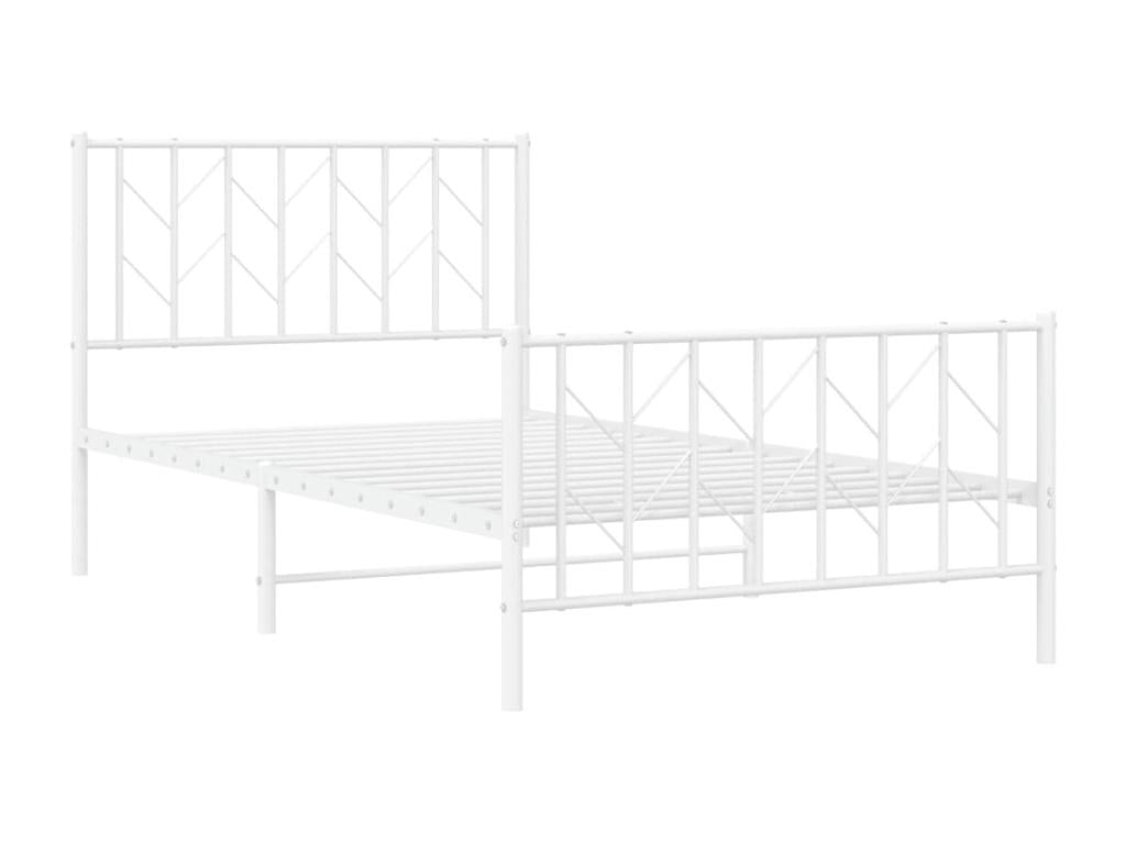 Metal bed frame with headboard and footboard, white, 100x190 cm, 71390AHSH