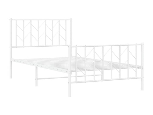 Metal bed frame with headboard and footboard, white, 100x190 cm, 71390AHSH