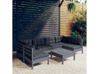 7-piece garden furniture set with grey cushions, solid pine wood 68568GPWS