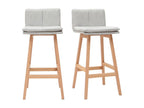 Sunmeub grey fabric and wood bar stools, set of 2, Sunmeub 41161XGUN