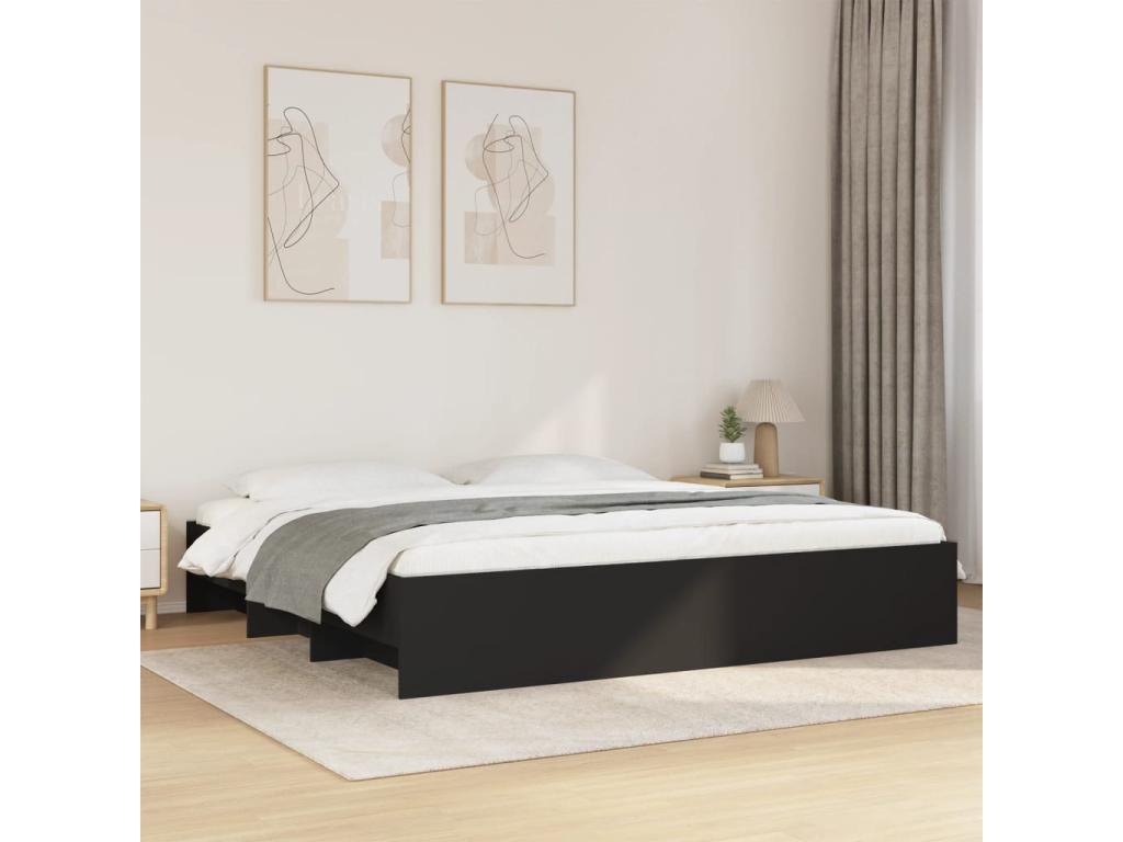 Black engineered wood bed frame without mattress, 180x200 cm