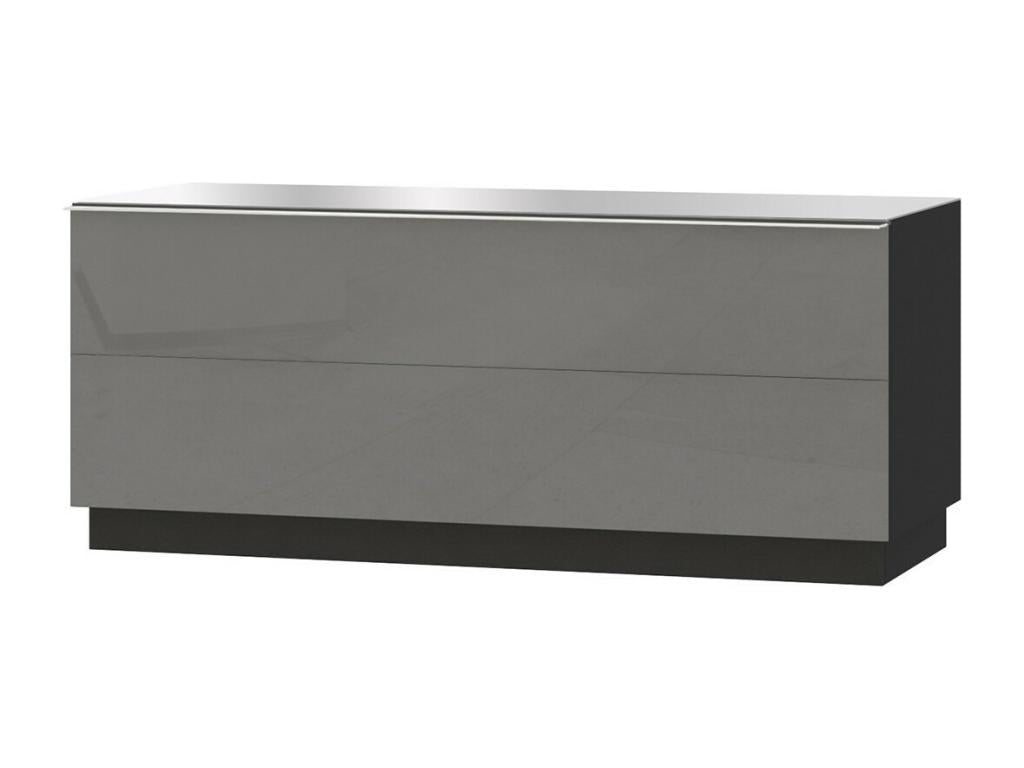 Sunmeub 120cm TV stand with 1 door - Black and glossy grey. 80739KOBF