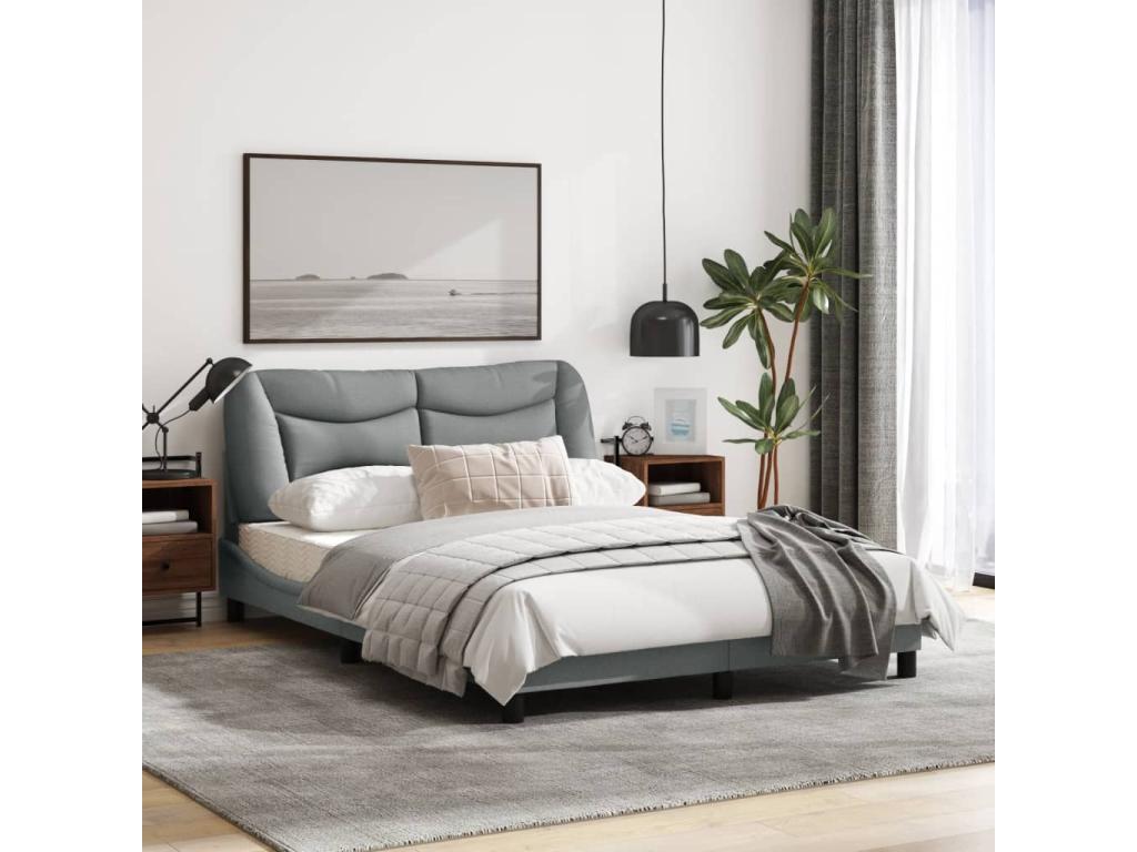 Bed frame with headboard, light grey, 140x200 cm, 87722FOXD