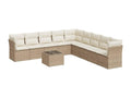 Garden furniture set with cushions, 10 pieces, beige woven resin, 47730ZAYQ