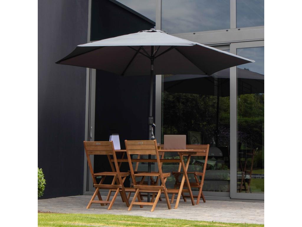 3m tiltable straight parasol with 4 grey aluminum weighted bases - Sunmeub 18910YLPC