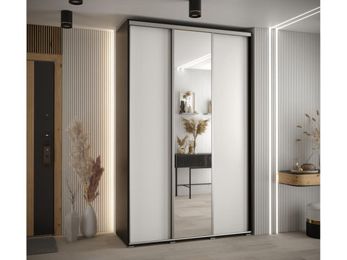 Sunmeub 3-Door Sliding Wardrobe 235.2/160/60 cm, Black/White/Silver, 22842NFVY