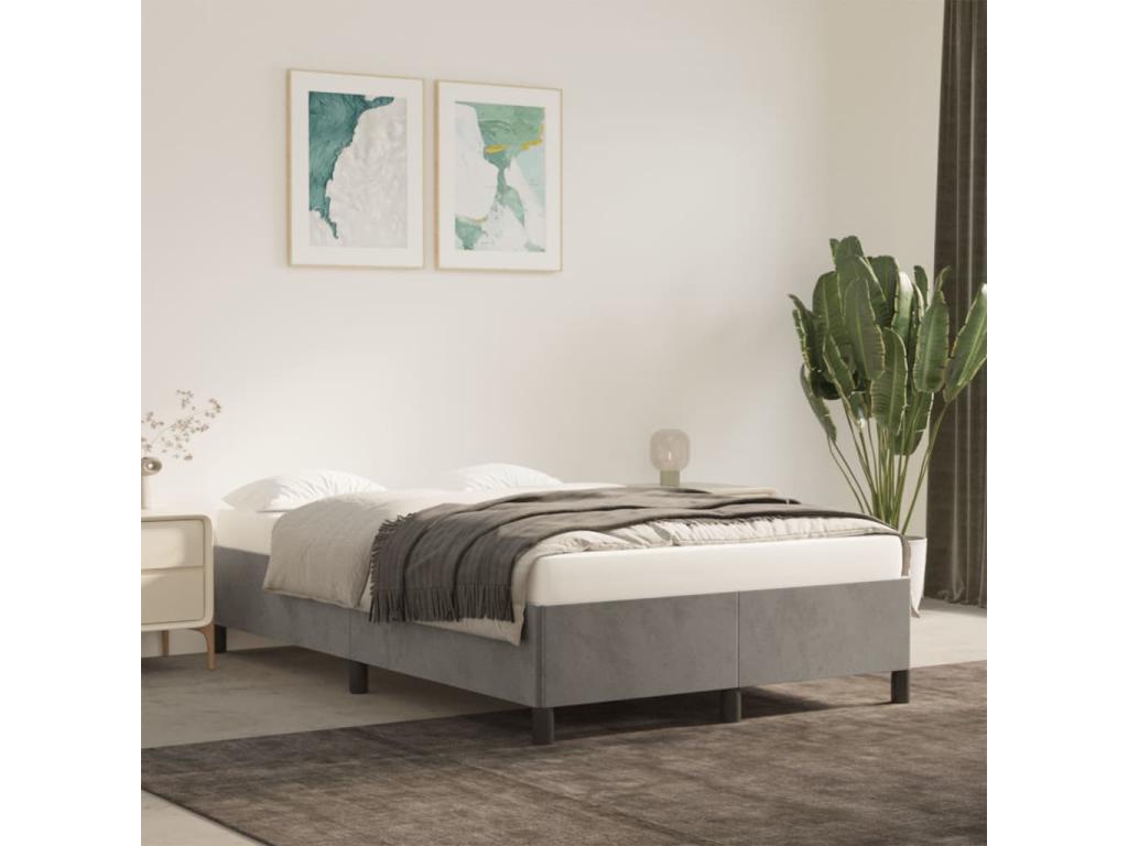 Light grey bed frame 120x190 velvet 59732KWKB