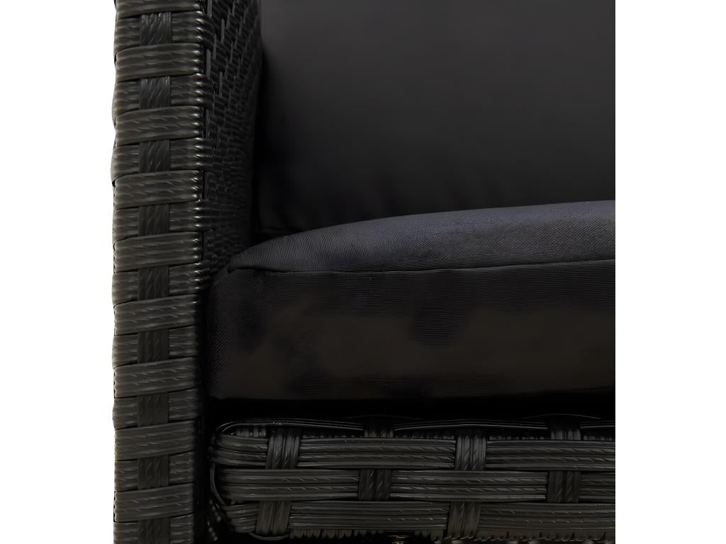 Garden chairs with cushions, set of 4, black wicker resin, 24003ZZJX