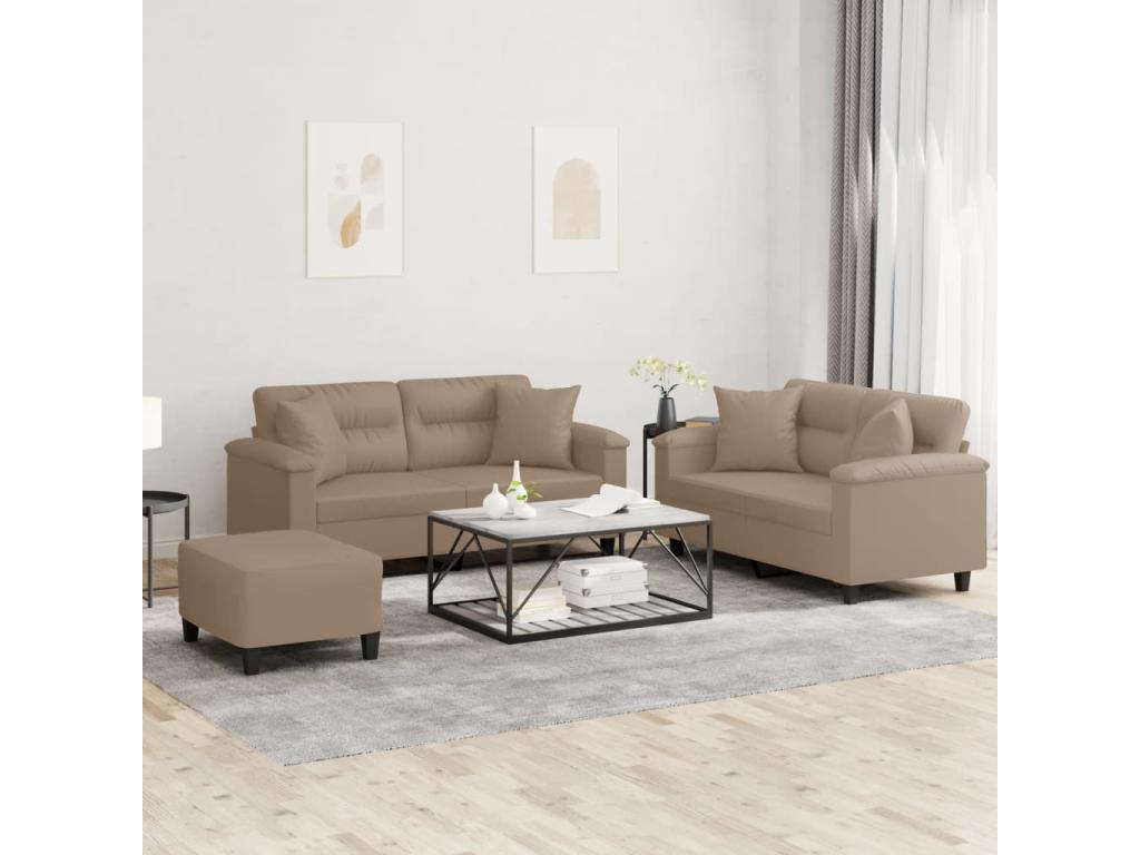 3-piece sofa set with cappuccino faux leather cushions 35695CDNZ