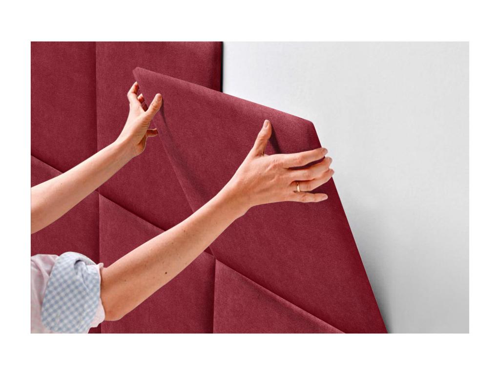 Sunmeub Upholstered Headboard in Sunmeub Fabric, Composed of Interchangeable Self-Adhesive Bed Panels for Luxury Bedroom, Red, 140 cm, 48304XSUS