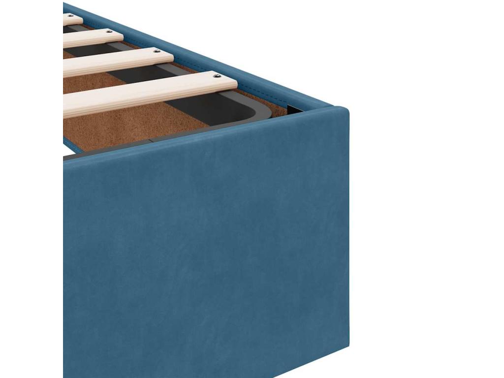 Sunmeub bed frame without mattress, dark blue, 100x200 cm, velvet, 39054YPOW