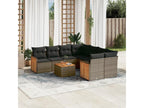 9-piece garden furniture set with grey resin wicker cushions 35633LYXL
