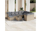 11-piece garden furniture set with beige resin wicker cushions 77914ODHC