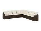 9-piece garden furniture set with cushions, brown wicker resin, 47903TKEA