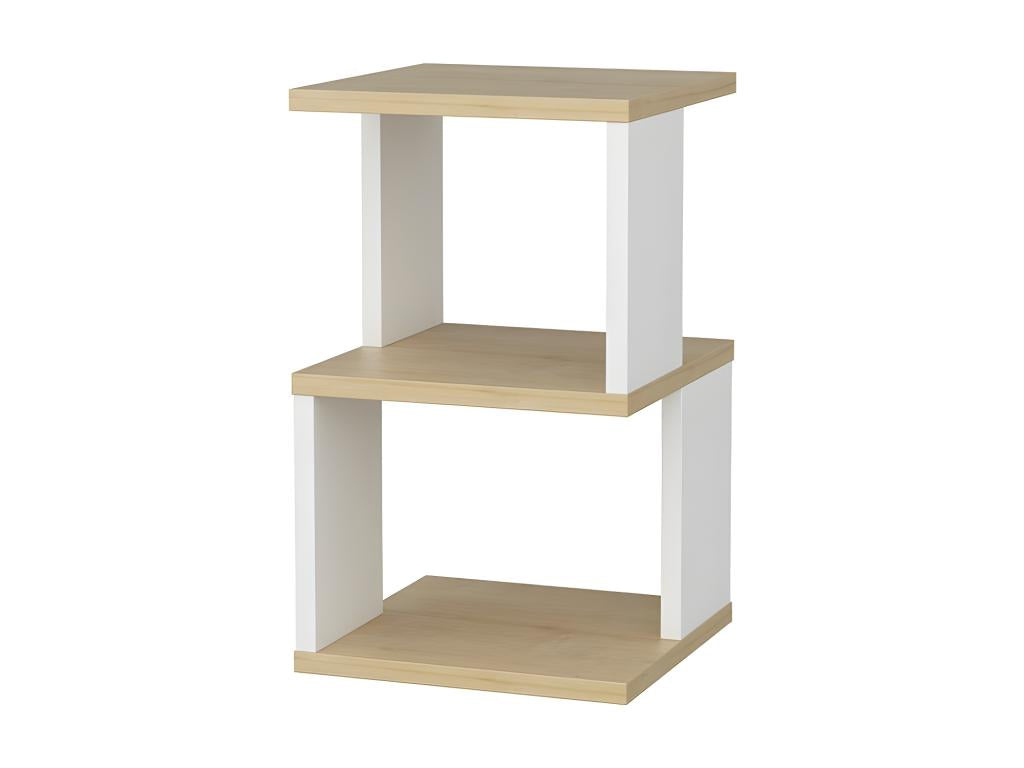3-Tier Bedside Table in Oak and White Wood Finish, 29.6 cm Wide - Sunmeub 24336ZGZB
