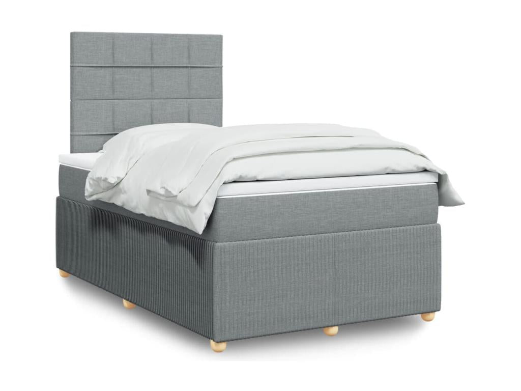 Sunmeub bed base with mattress, light grey, 120x200cm, fabric, 57604TZTI