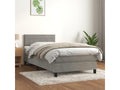 Upholstered bed base and mattress, light grey, 80x200 cm, velvet, 67669LTYJ