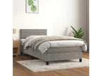 Upholstered bed base and mattress, light grey, 80x200 cm, velvet, 67669LTYJ