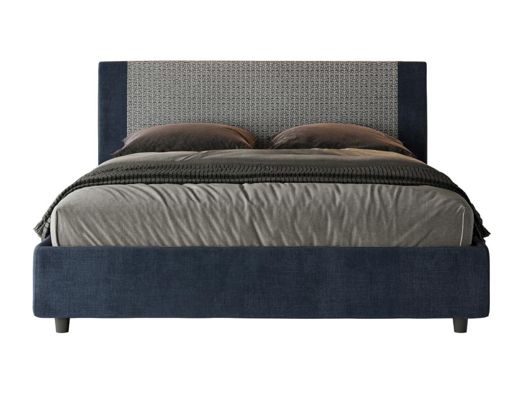 Upholstered storage bed 160x200 cm, Labirinto 09 fabric, Rosal blue, 39887WLEN