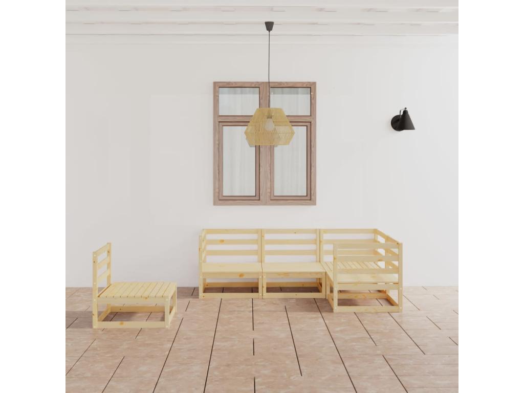 5-piece garden furniture set, solid pine wood, 49957PGSI