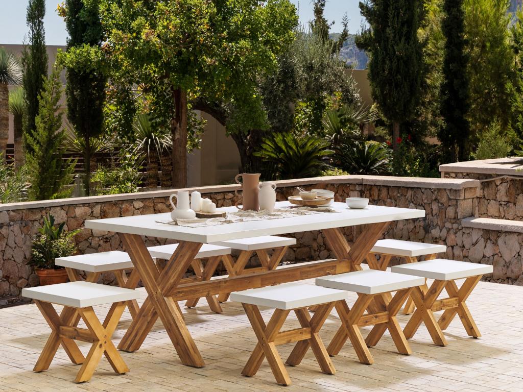 Sunmeub White Concrete Garden Stool 62229PEGO