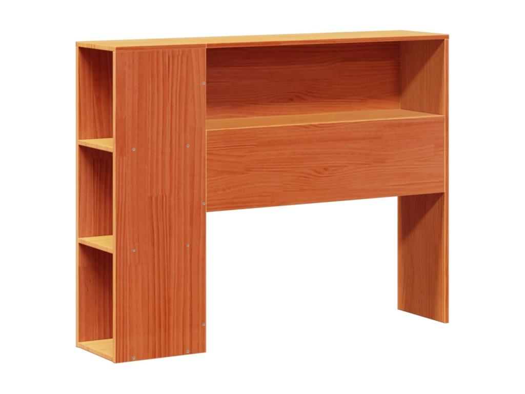 Bookshelf bed without mattress, brown wax finish, 100x200 cm, solid pine, 18279FOCN