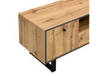 190cm TV unit with LED lighting - 6 shelves and 1 drawer - Natural 43542GYYL