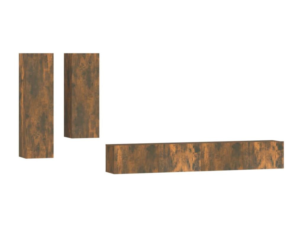 4-Piece TV Stand Set, Smoked Oak Engineered Wood 71510MJXP