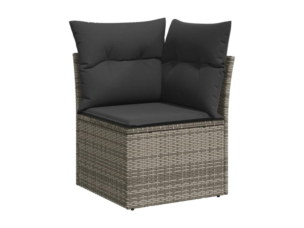 13-piece garden furniture set with cushions, grey wicker resin, 66232PKGM