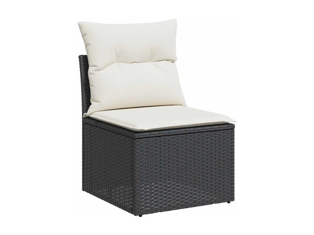 Sunmeub 55780BDPJ 9-Piece Black Wicker Resin Garden Furniture Set with Cushions