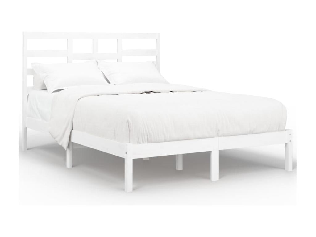 Bed frame without mattress, white, solid wood, 120x190 cm, 82653FQJL