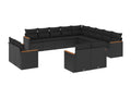 13-piece garden furniture set with cushions, black wicker resin, 28343CUNQ