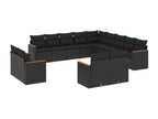 13-piece garden furniture set with cushions, black wicker resin, 28343CUNQ