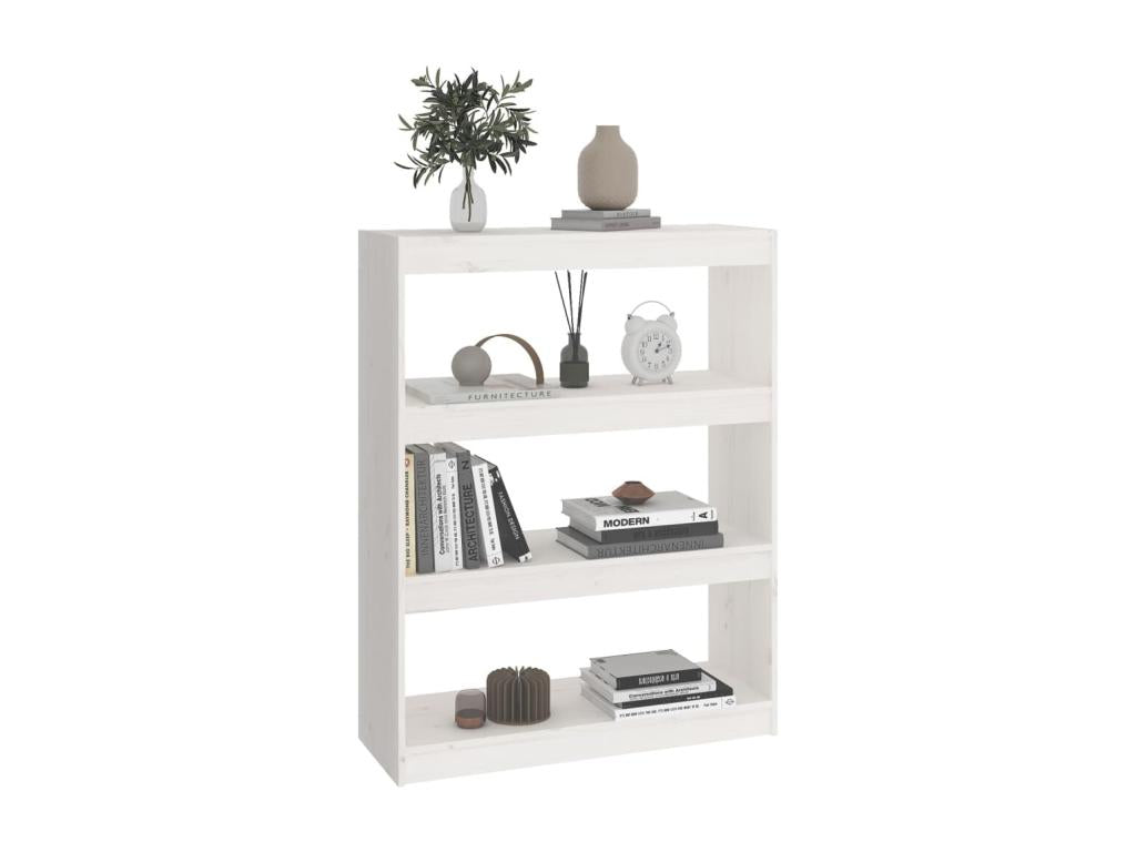 White Bookshelf/Room Divider 80x30x103.5cm Solid Pine 42166AFFX
