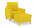 Armchair with footrest, light yellow, 60 cm, fabric, 95262FGZP