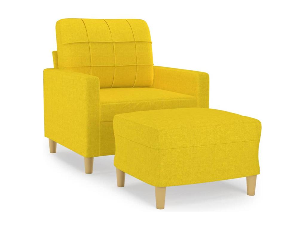 Armchair with footrest, light yellow, 60 cm, fabric, 95262FGZP