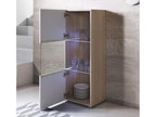 Sunmeub V3 42342QQLC Display Cabinet for Living Room/Dining Room in White with LED Lighting, 40x29x128cm