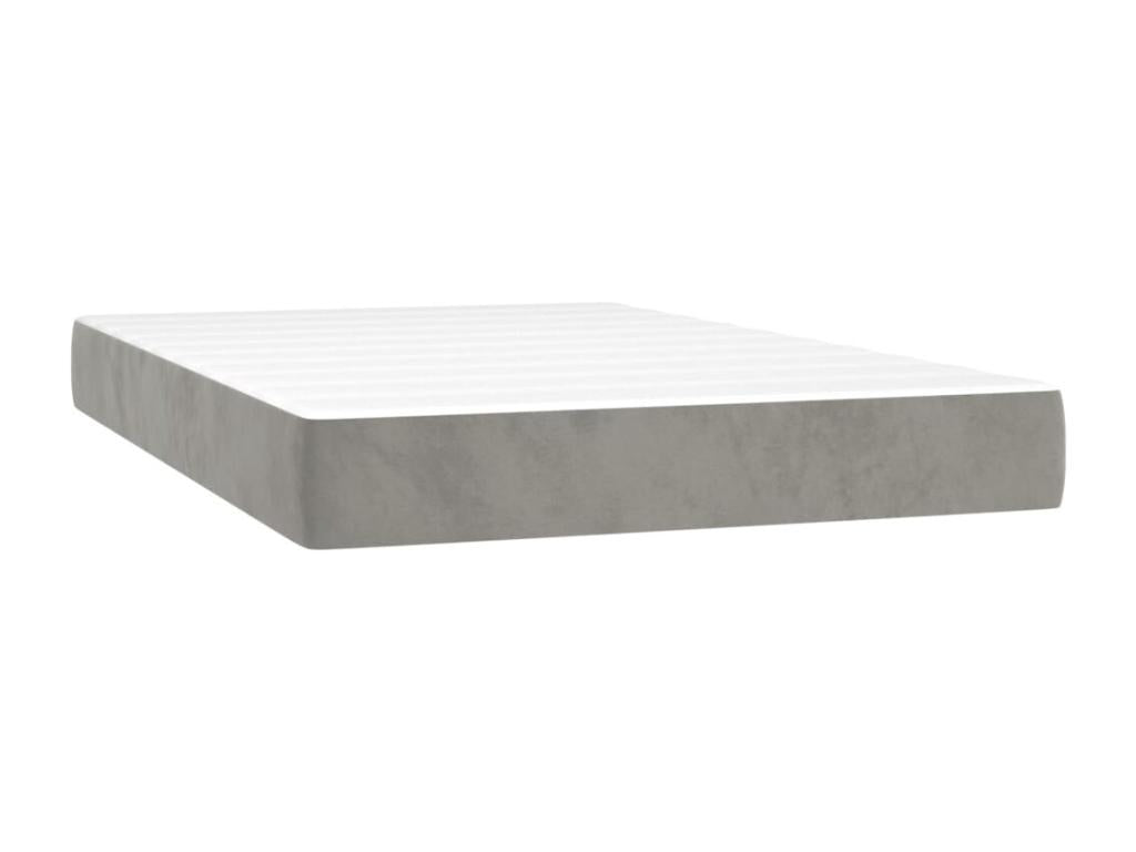 Upholstered bed base and mattress, light grey, 120x200cm, velvet, 48925DSER