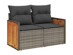 3-piece garden furniture set with cushions, grey woven resin, 26485MCQS