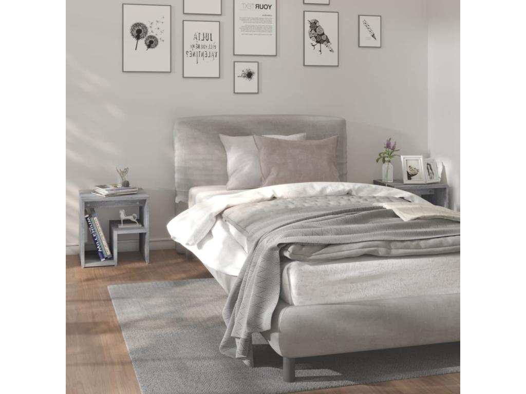 Sunmeub 2-Piece Bedside Tables, Grey, 40x30x40 cm, Engineered Wood, 83072MLPV