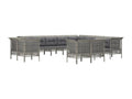13-piece garden furniture set with cushions, grey woven resin, 34027MPZR