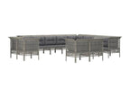 13-piece garden furniture set with cushions, grey woven resin, 34027MPZR
