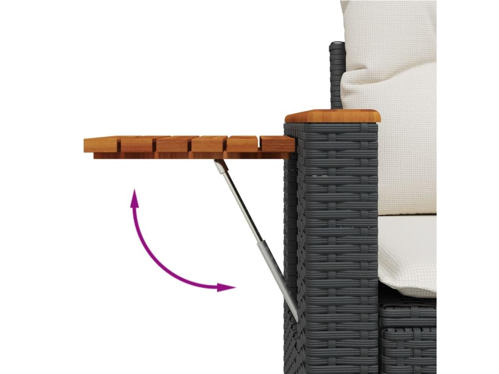 11-piece garden furniture set with cushions, black resin wicker, 61121WEZX