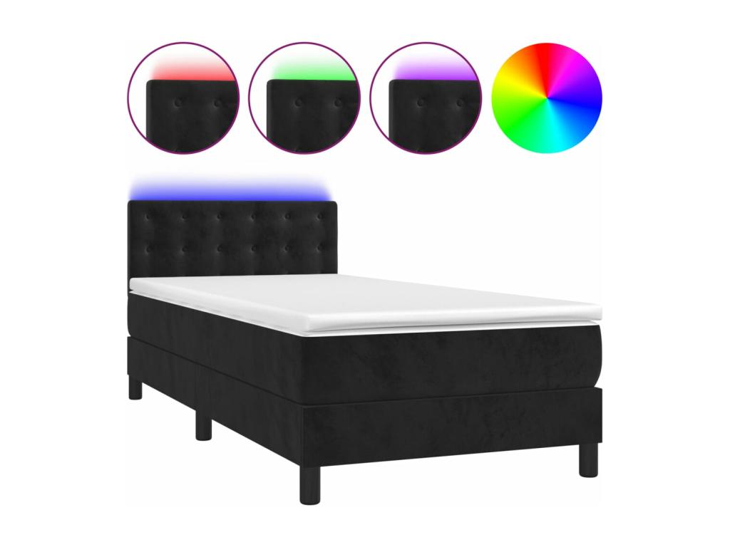 Sunmeub bed base with mattress and LED, black, 90x190 cm, 96805WHEU