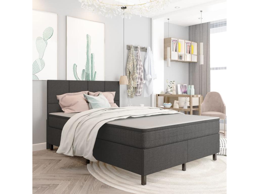 Upholstered bed base, dark grey fabric, 140x200 cm, 06512AUSL