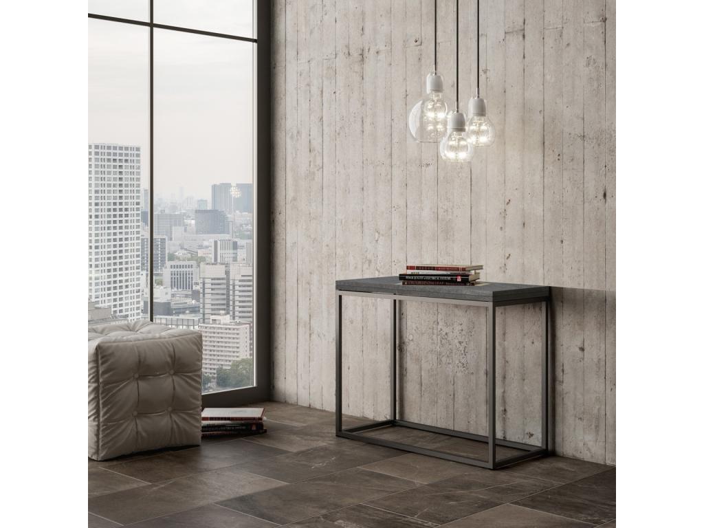 Sunmeub extendable console table, 90x45/90 cm, Concrete Grey, Anthracite frame, 17554YHOJ