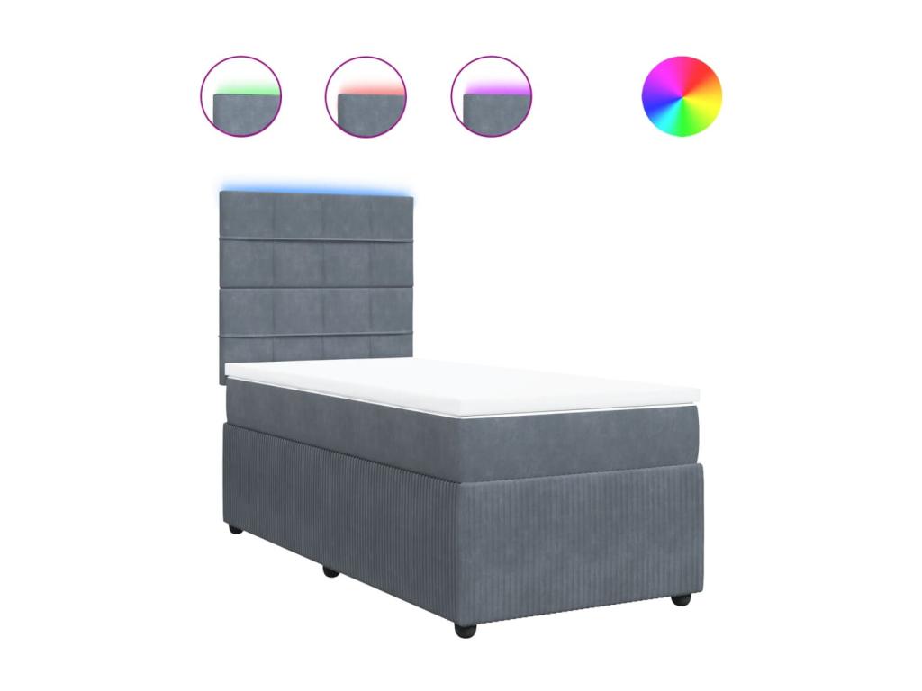 Sunmeub bed base with mattress, dark grey, 100x200 cm, 76797BXJL